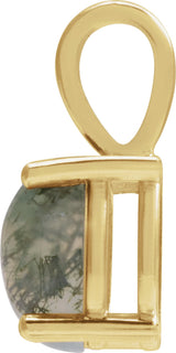 14K Yellow Gold Natural Moss Agate Pendant