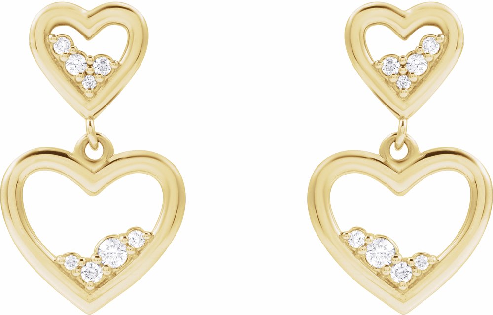 14K Yellow 1/5 CTW Natural Diamond Heart Earrings