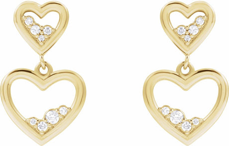 14K Yellow 1/5 CTW Natural Diamond Heart Earrings