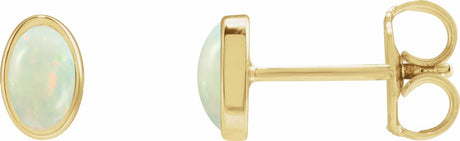 14K Yellow Gold Lab-Grown White Opal Earrings