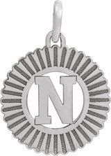 Sterling Silver Initial N Sunburst Pendant