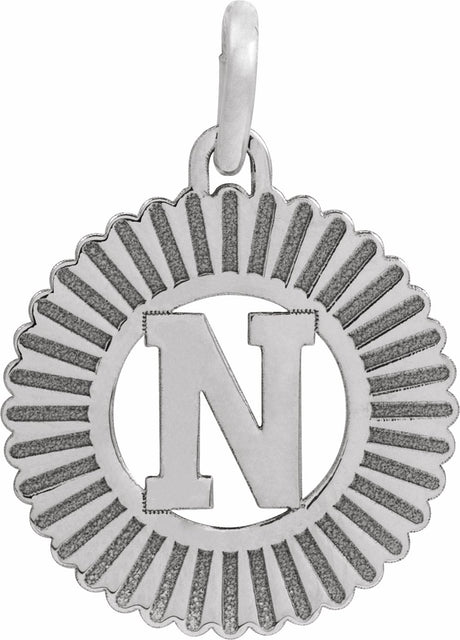 Sterling Silver Initial N Sunburst Pendant