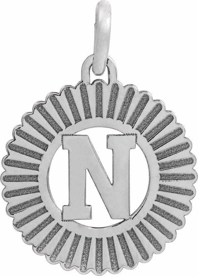 Sterling Silver Initial N Sunburst Pendant