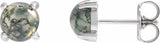 14K White Gold Natural Moss Agate Earrings