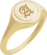 14K Yellow Engravable Round Signet Ring