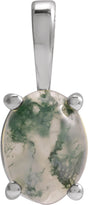 14K White Gold Natural Moss Agate Pendant