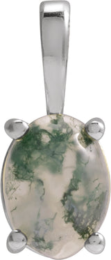 14K White Gold Natural Moss Agate Pendant