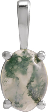 14K White Gold Natural Moss Agate Pendant