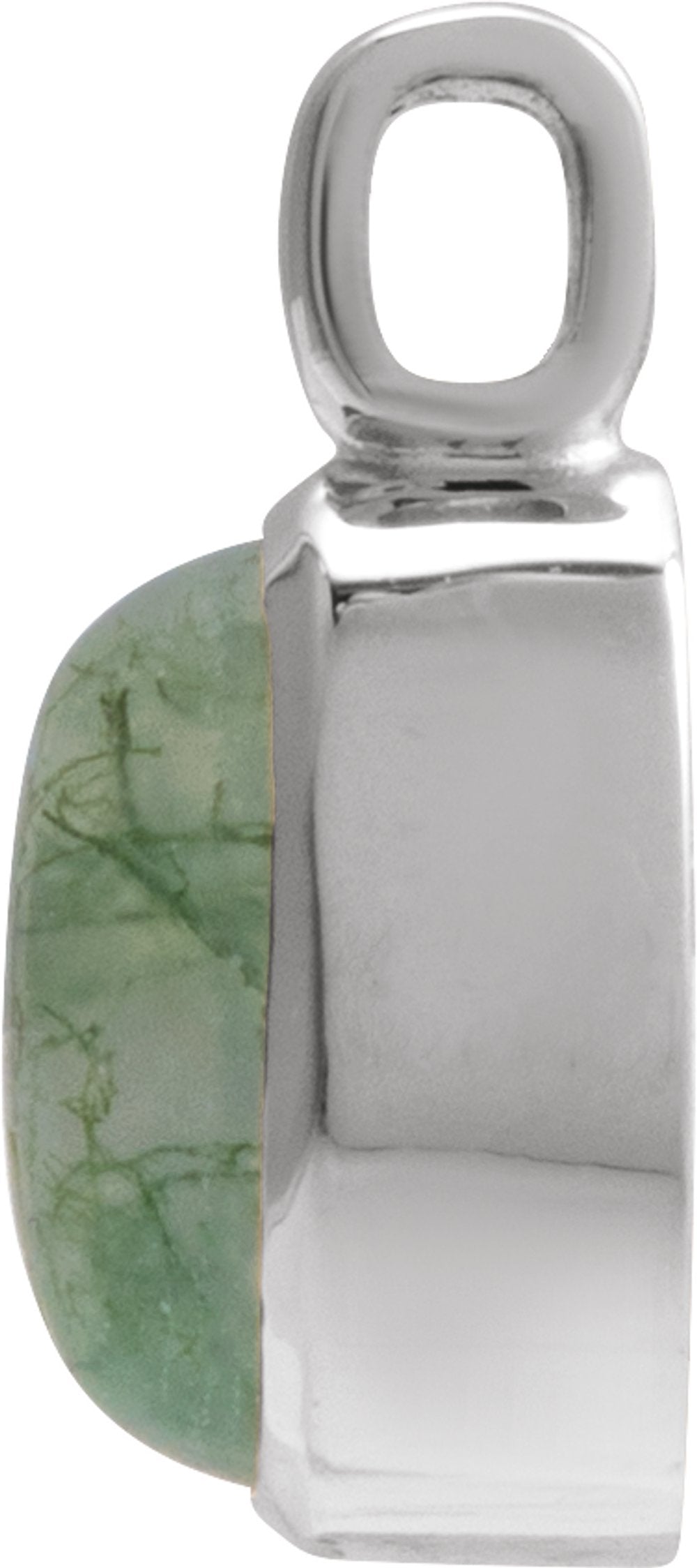 14K White Natural Moss Agate Pendant