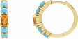 14K Yellow Gold Natural Citrine & Natural Turqouise 19.6 mm Hoop Earrings