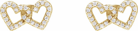 14K Yellow 1/5 CTW Natural Diamond Interlocking Heart Earrings
