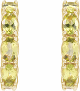 14K Yellow Natural Peridot Hoop Earrings