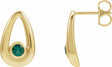 14K Yellow Lab-Grown Emerald Geometric Earrings