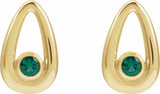 14K Yellow Lab-Grown Emerald Geometric Earrings