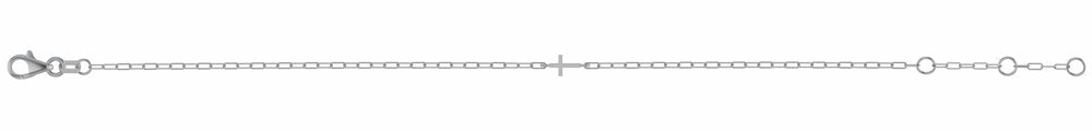 14K White Sideways Cross Paperclip-Style Chain 6 1/2-7 1/2" Bracelet