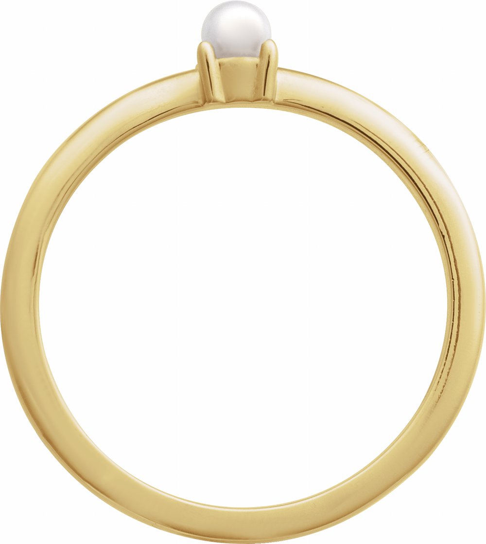 14K Yellow Cultured White Seed Pearl Ring