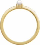14K Yellow Cultured White Seed Pearl Ring