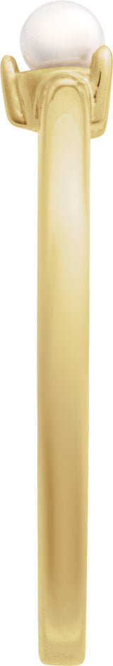 14K Yellow Cultured White Seed Pearl Ring