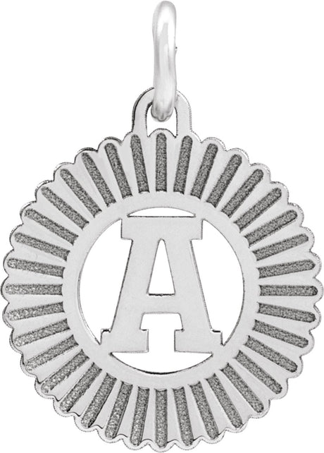 Sterling Silver Initial A Sunburst Pendant