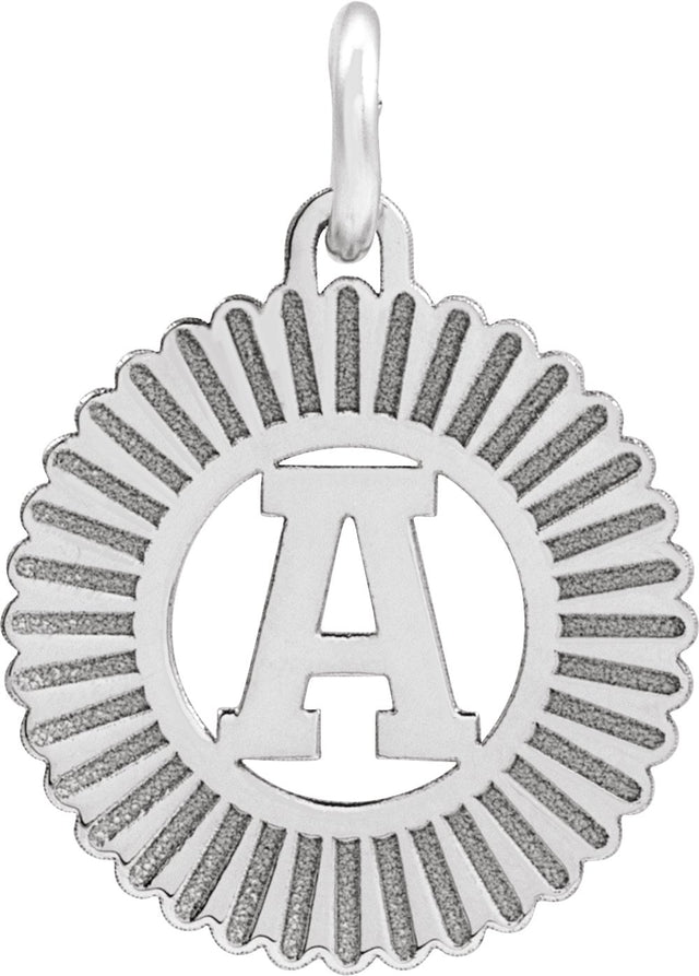 Sterling Silver Initial A Sunburst Pendant