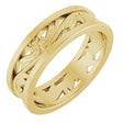 14K Yellow Gold 5.8 mm Floral Flat Band Size 8