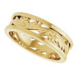 14K Yellow Gold 5.8 mm Floral Flat Band Size 8