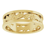 14K Yellow Gold 5.8 mm Floral Flat Band Size 8