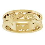 14K Yellow Gold 5.8 mm Floral Flat Band Size 7.5