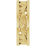 14K Yellow Gold 5.8 mm Floral Flat Band Size 7.5