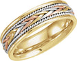 14K Yellow/White/Rose 6.75 mm Hand-Woven Band Size 10