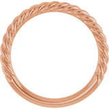 14K Rose Gold 2.3 mm Rope Band Size 7