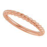 14K Rose Gold 2.3 mm Rope Band Size 7