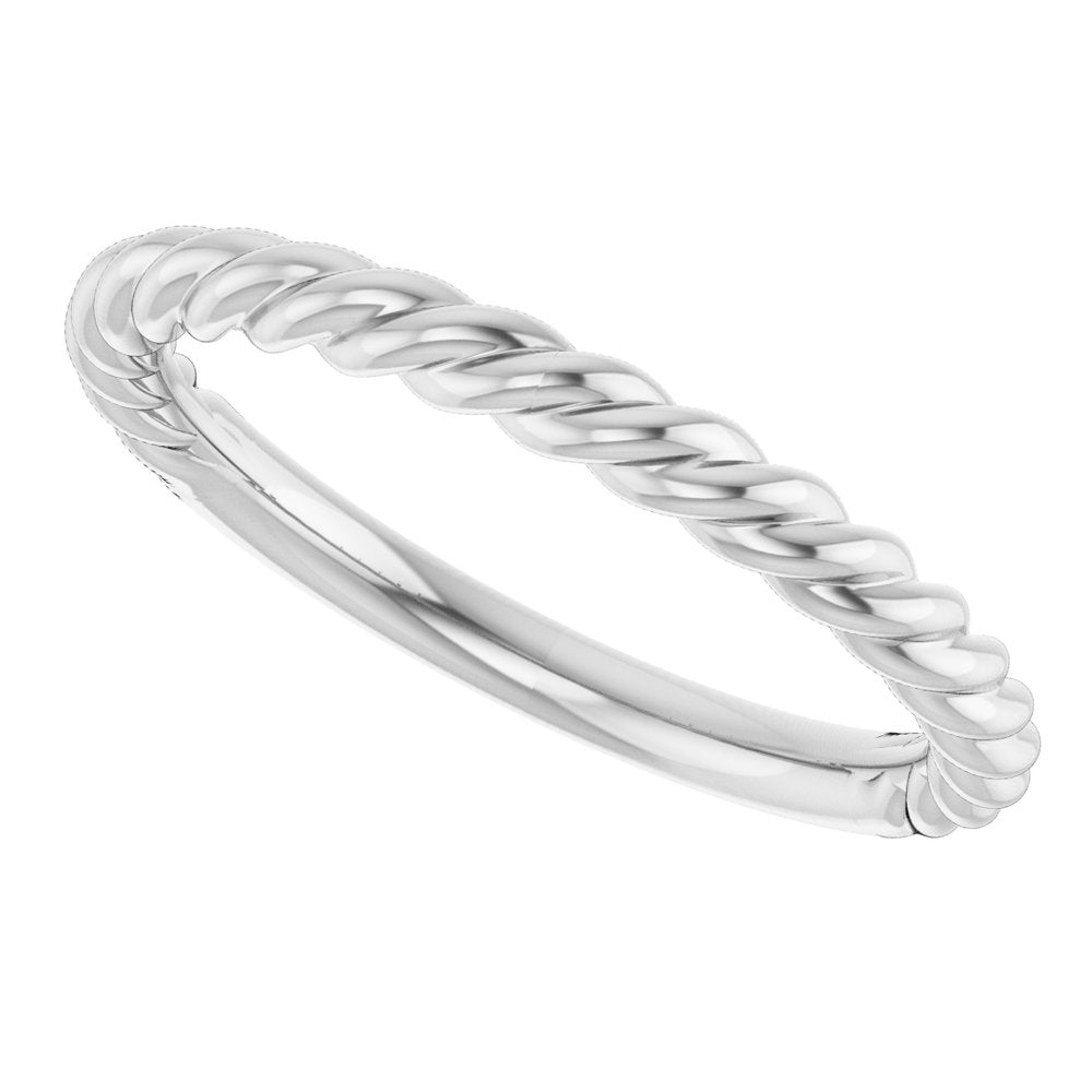 14K White Gold 2.3 mm Rope Band Size 7