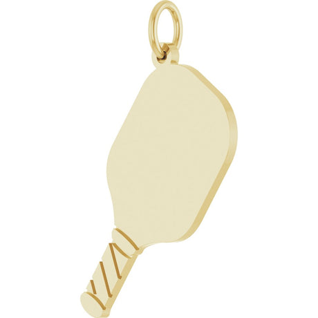 14K Yellow Gold Engravable Pickleball Paddle Pendant