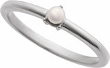 14K White Cultured White Seed Pearl Ring