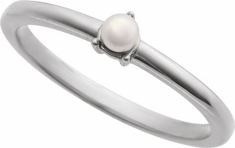 Sterling Silver Cultured White Seed Pearl Ring