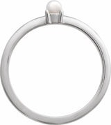 14K White Cultured White Seed Pearl Ring