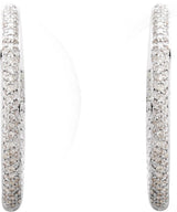 18K White 1 1/2 CTW Natural Diamond Inside-Outside Hinged 28 mm Hoop Earrings