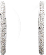 18K White Gold 1 1/2 CTW Natural Diamond Inside-Outside Hinged 28 mm Hoop Earrings