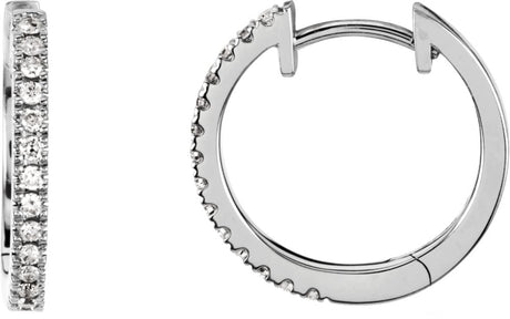 14K White Gold 1/6 CTW Natural Diamond Hinged 14.15 mm Hoop Earrings
