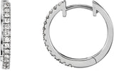 14K White Gold 1/6 CTW Natural Diamond Hinged 14.15 mm Hoop Earrings