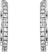 14K White 1/6 CTW Natural Diamond Hinged 14.15 mm Hoop Earrings