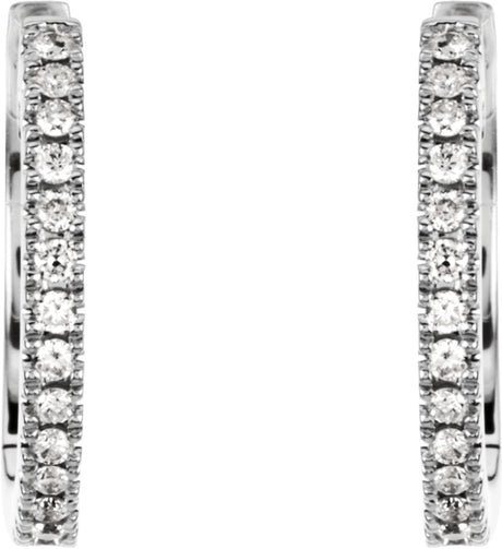 14K White 1/6 CTW Natural Diamond Hinged 14.15 mm Hoop Earrings