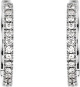 14K White Gold 1/6 CTW Natural Diamond Hinged 14.15 mm Hoop Earrings