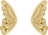 14K Yellow Butterfly Wing Earrings