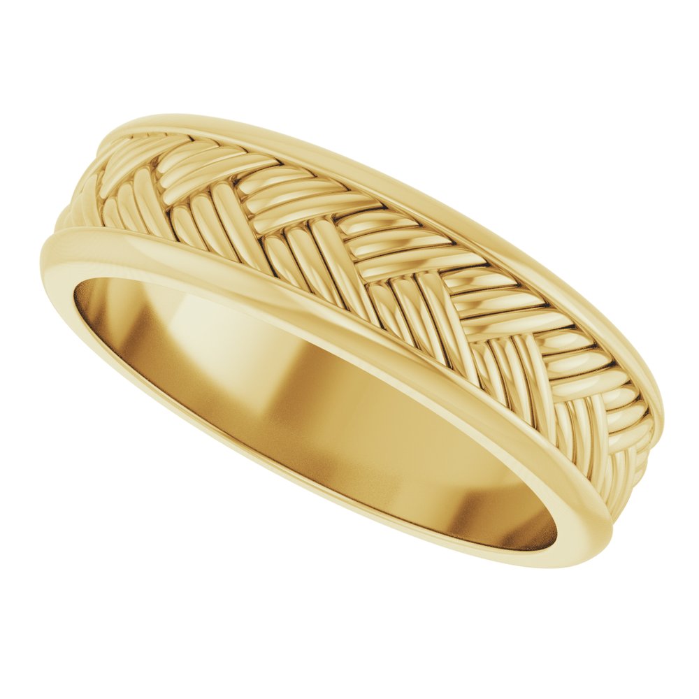 14K Yellow Gold 5.4 mm Woven-Design Flat Band