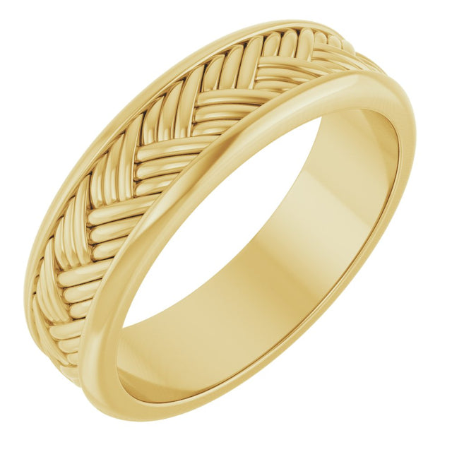 14K Yellow Gold 5.4 mm Woven-Design Flat Band Size 9.5
