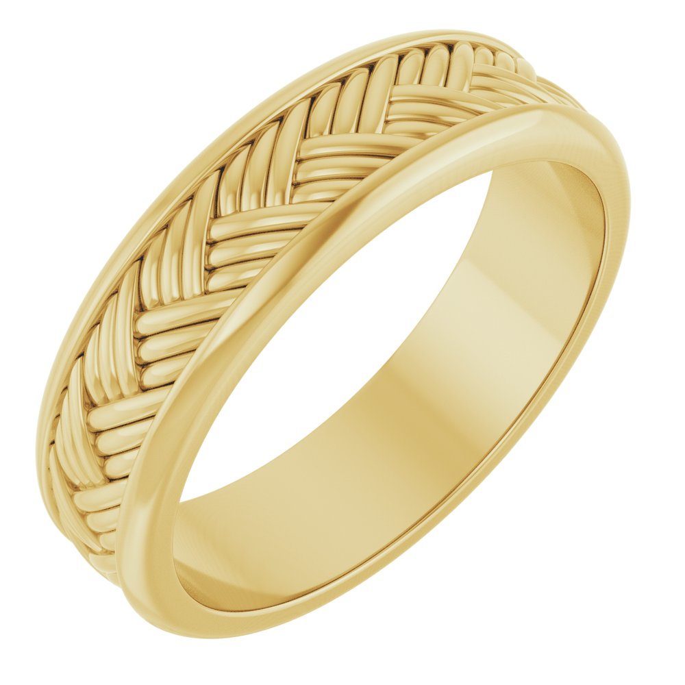14K Yellow Gold 5.4 mm Woven-Design Flat Band Size 10.5