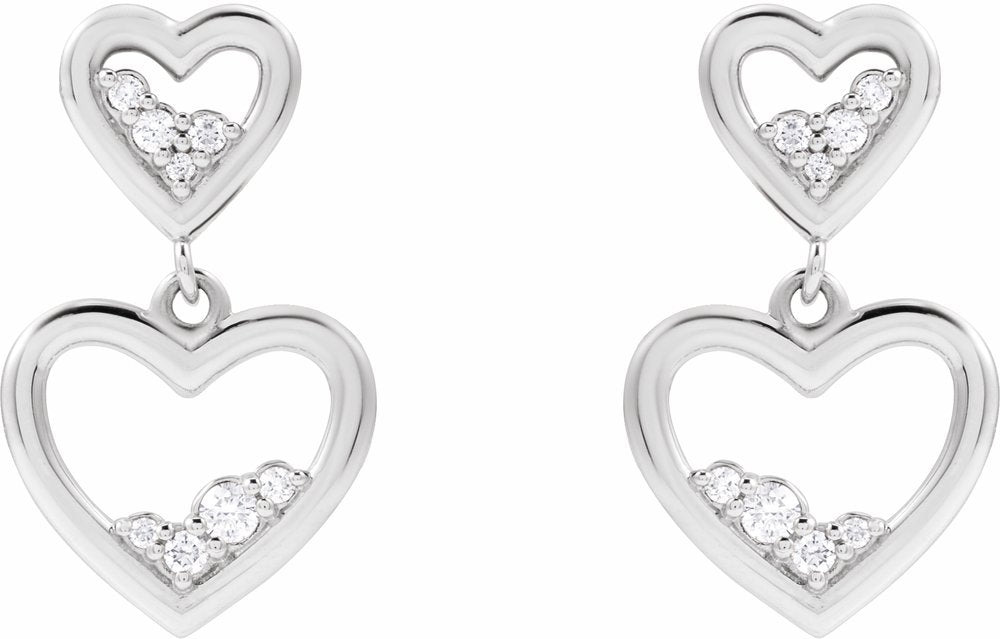 14K White 1/5 CTW Natural Diamond Heart Earrings