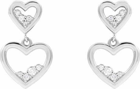 14K White 1/5 CTW Natural Diamond Heart Earrings
